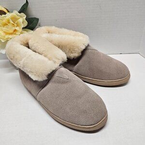 Bearpaw Womens Slippers Suede Sheepskin 9 USA 40 Europe Cozy Warm Lush Fur Comfy